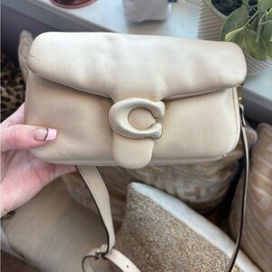 Coach Tabby Pillow 18 Cream Leather Crossbody Bag